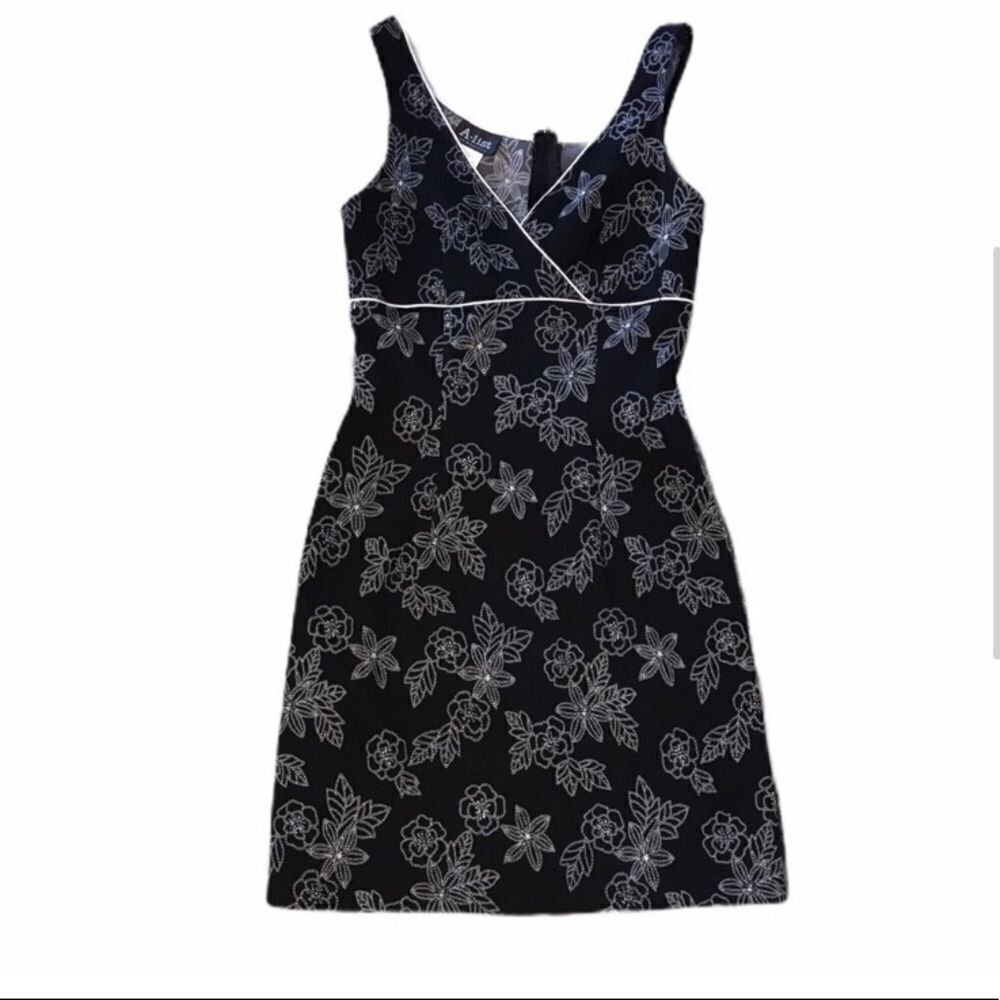A-List by Wrapper MEDIUM Stretch Dress Black & White